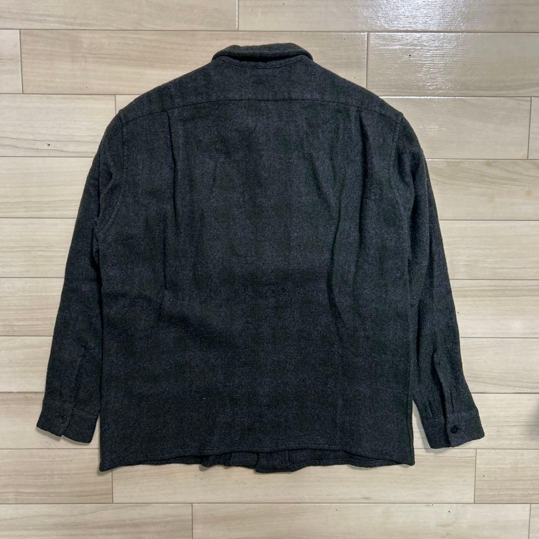 20AW COMOLI ウールカシミヤ チェックオープンカラーシャツ グリーン
