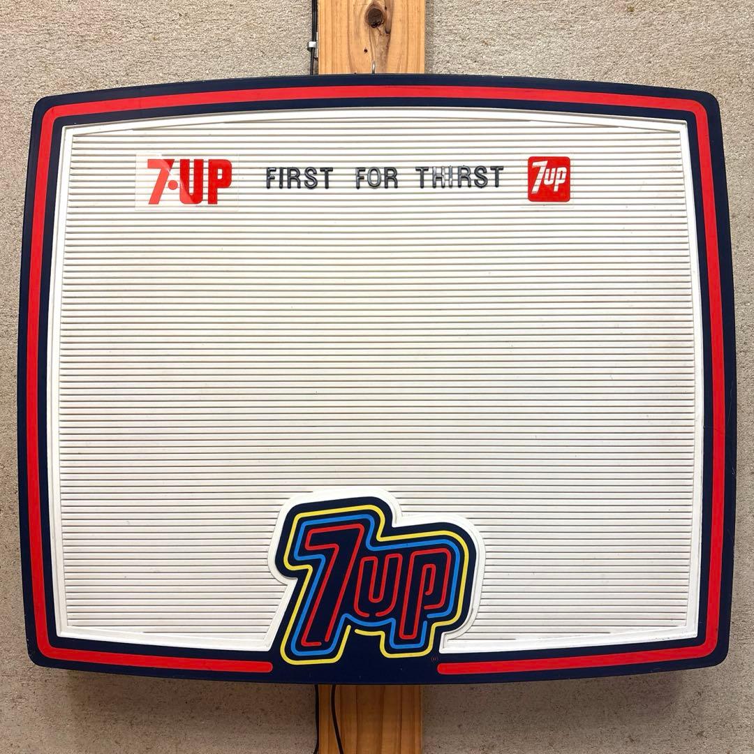 70年代　セブンアップ　メニューボード　7up ライトアップ　看板　ネオンサイン