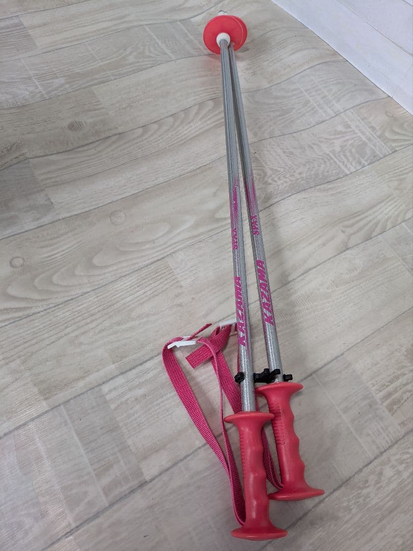 ジュニアスキー　KAZAMA スキー板 ✕ 靴 ✕　ストック　３点セット ピンク