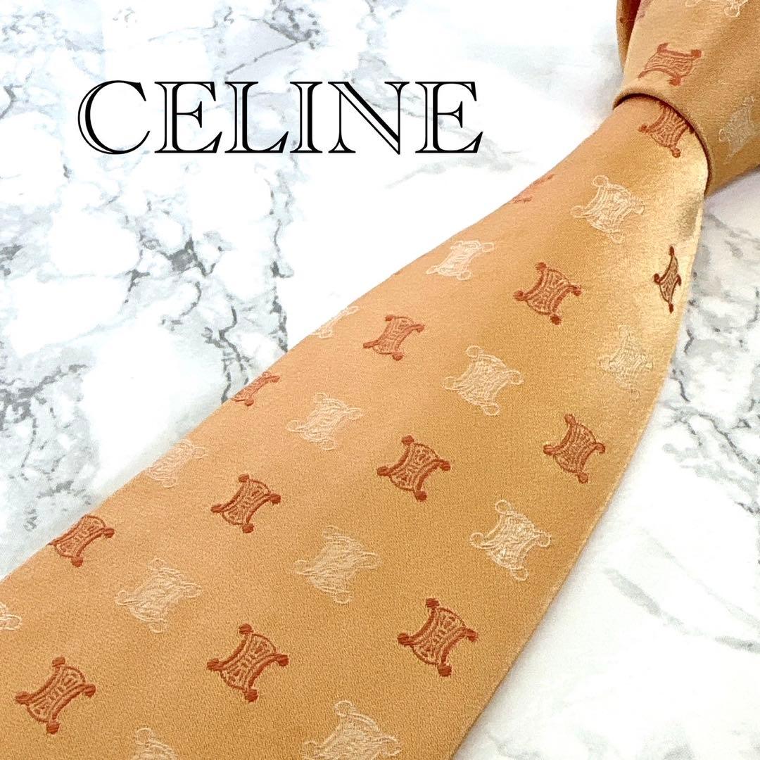 ✨未使用クラス✨CELINE ブランドの象徴　全面トリオンフロゴ仕様① ネクタイ