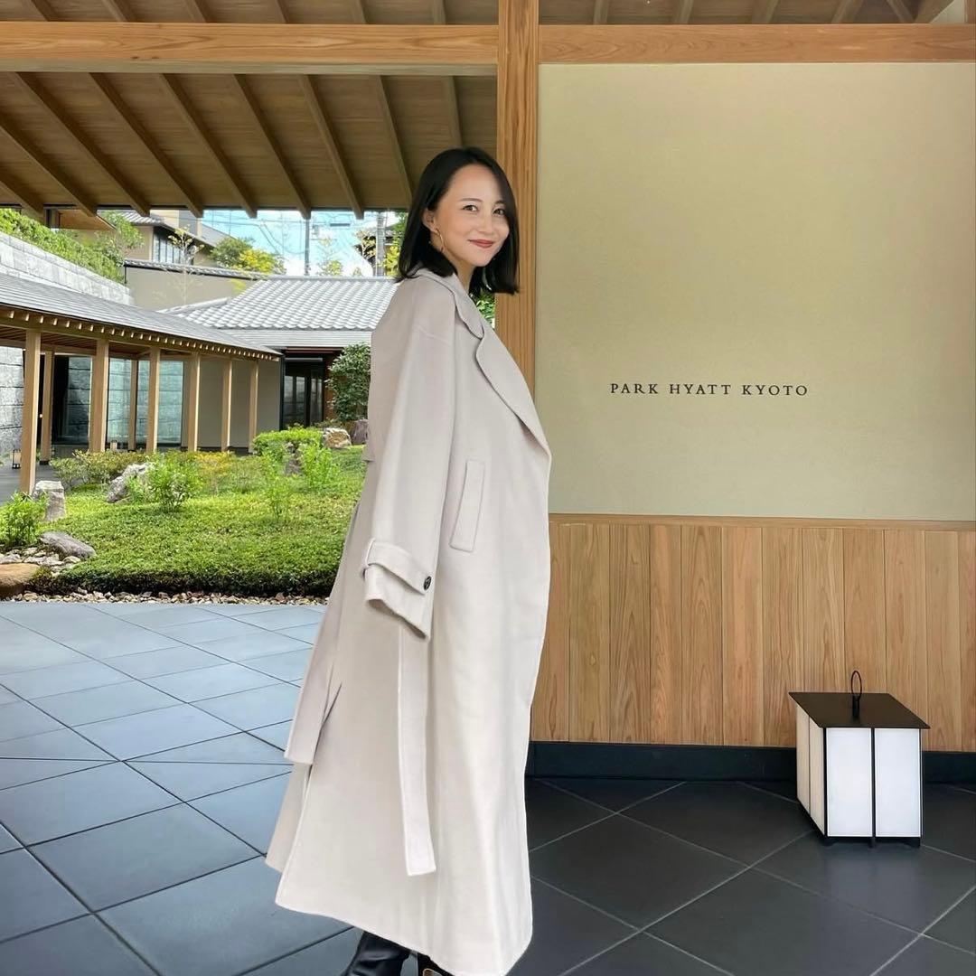 SOUAIRE ソアール ボリュームスリーブウールリバーコート ECRU