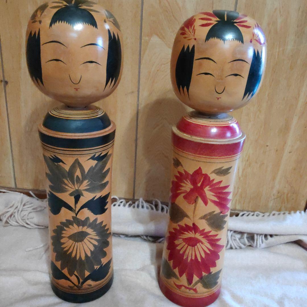 鳴子こけし 2体 夫婦 ペア 菅原和平作