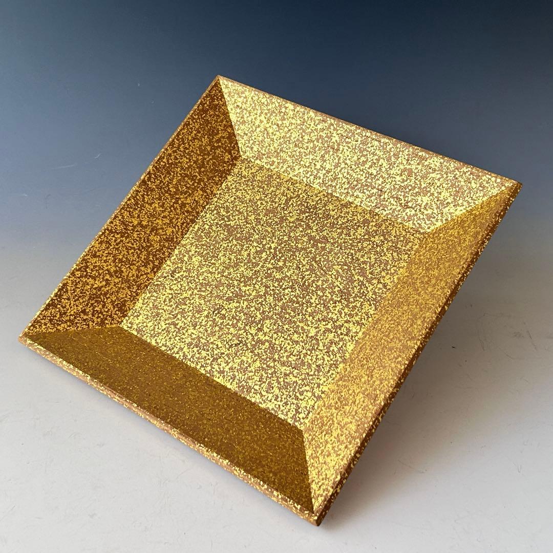 茶道具　玉椿　四方盆　金砂子　菓子器　萩井好斎　共箱　指物師　干菓子　茶会　稽古