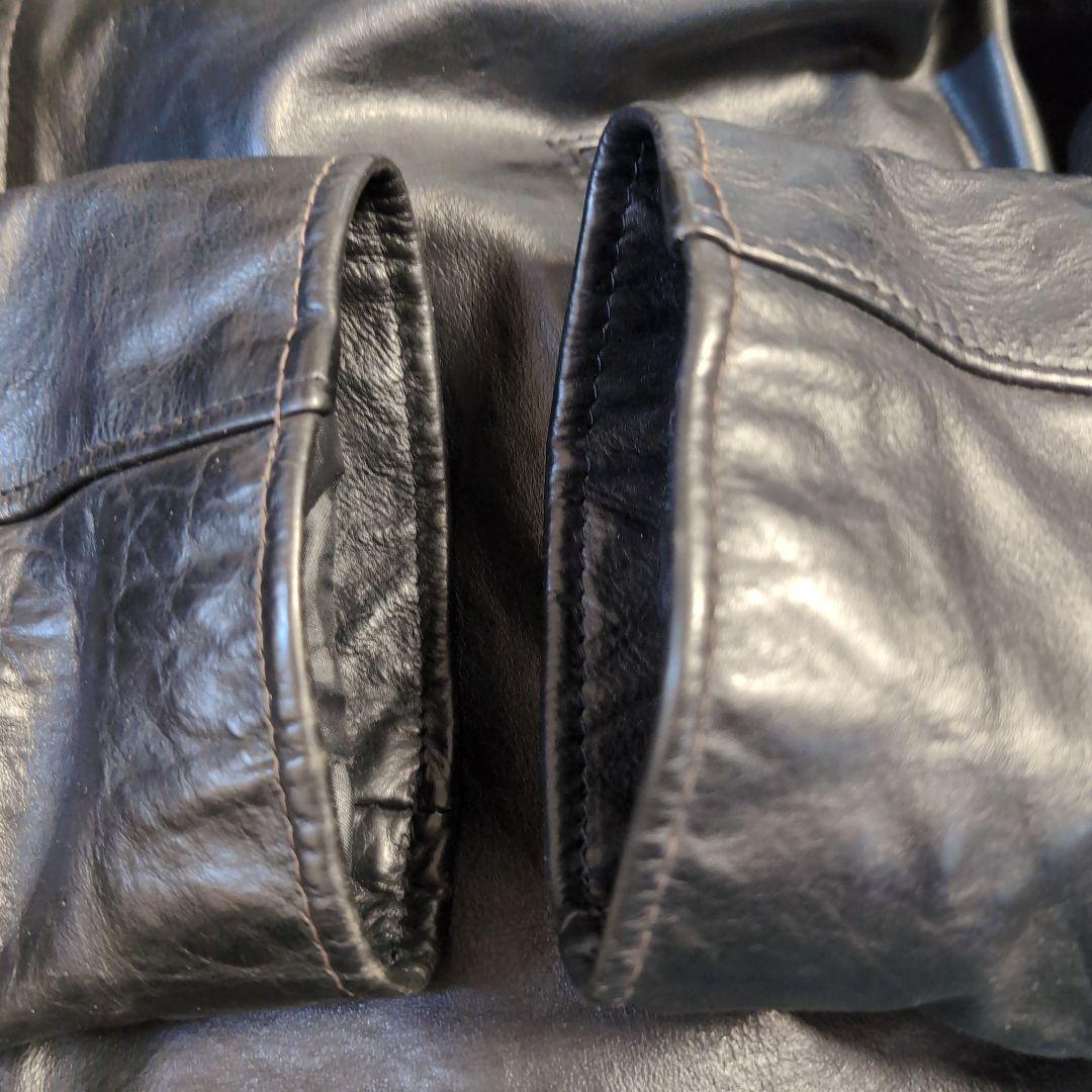 Schott ブラックレザーライダースジャケット 42