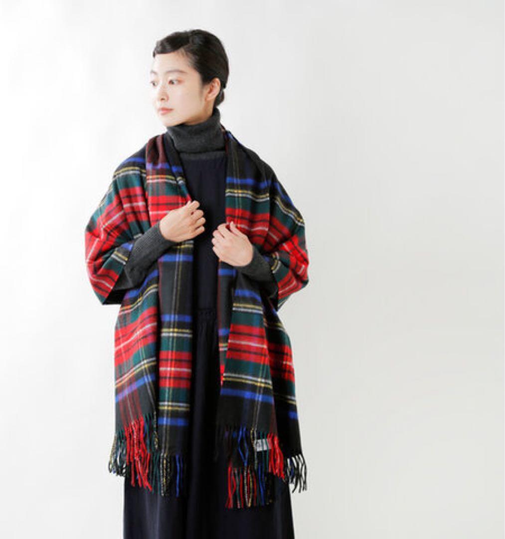 ジョンストンズ　大判チェックカシミヤストール