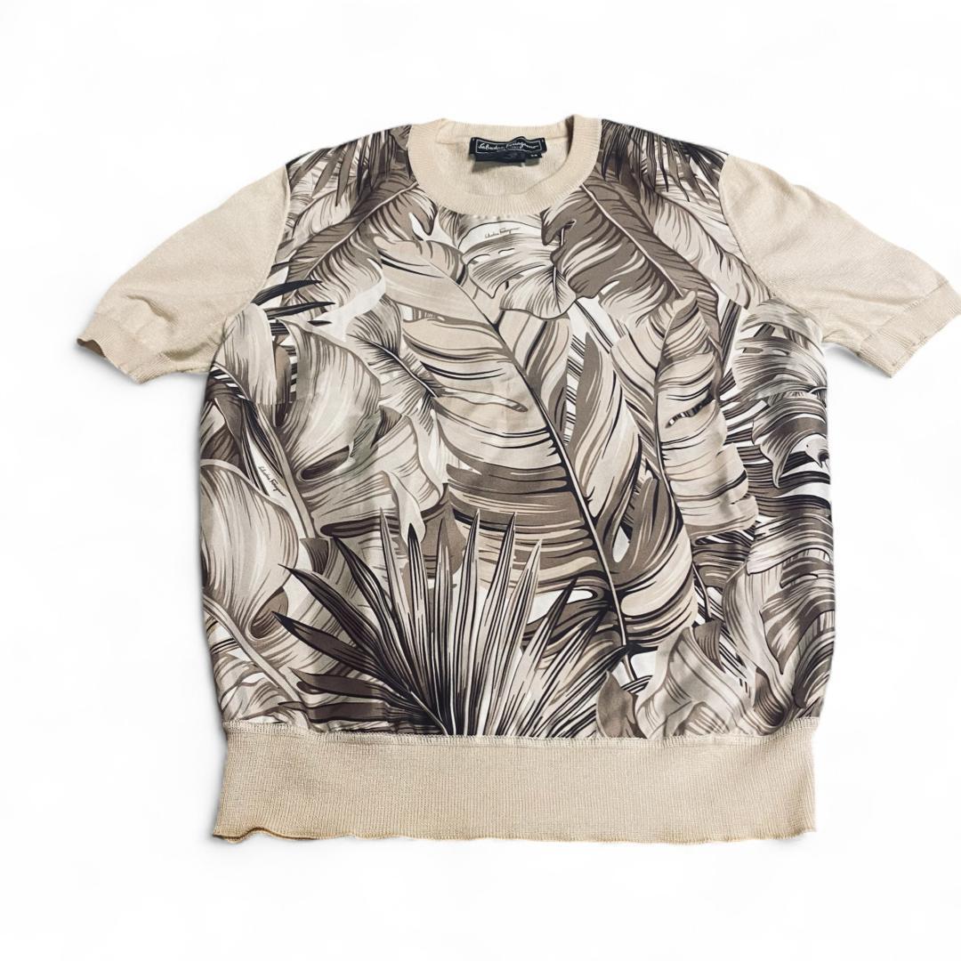 美品＊Salvatore Ferragamo フェラガモ＊絹半袖トップスXS