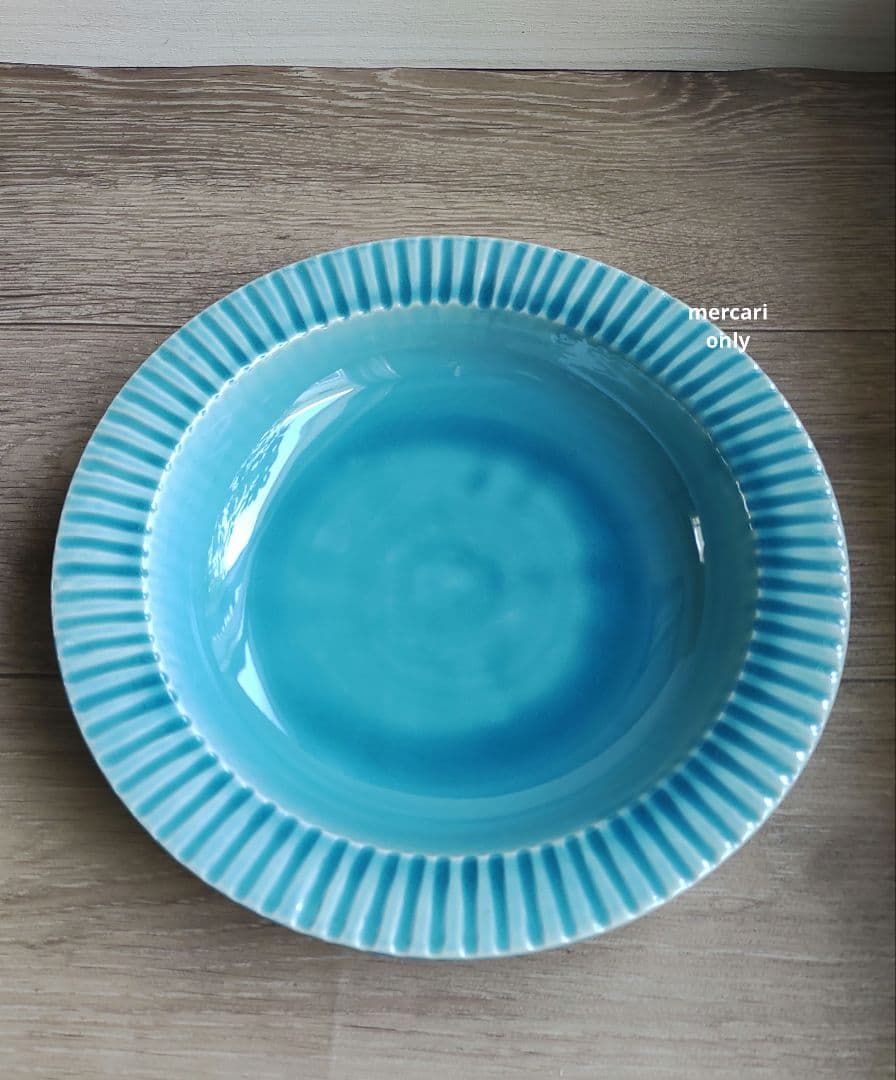 【Re】オートクチュールの仕立て屋　トルコブルーの深皿25cm　2点