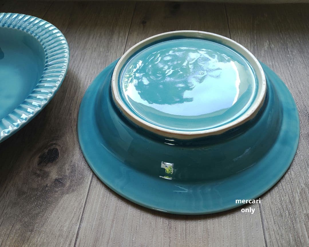 【Re】オートクチュールの仕立て屋　トルコブルーの深皿25cm　2点