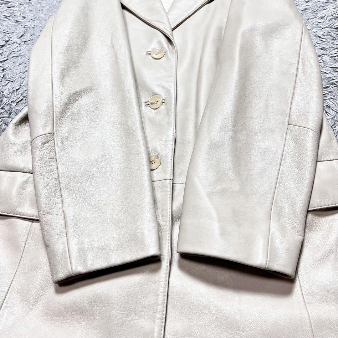 レディース ラムレザー チェスターコート グレーベージュ Lサイズ 美品