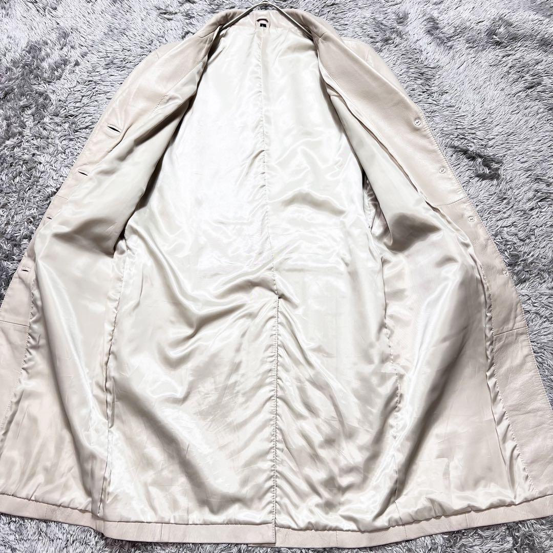 レディース ラムレザー チェスターコート グレーベージュ Lサイズ 美品