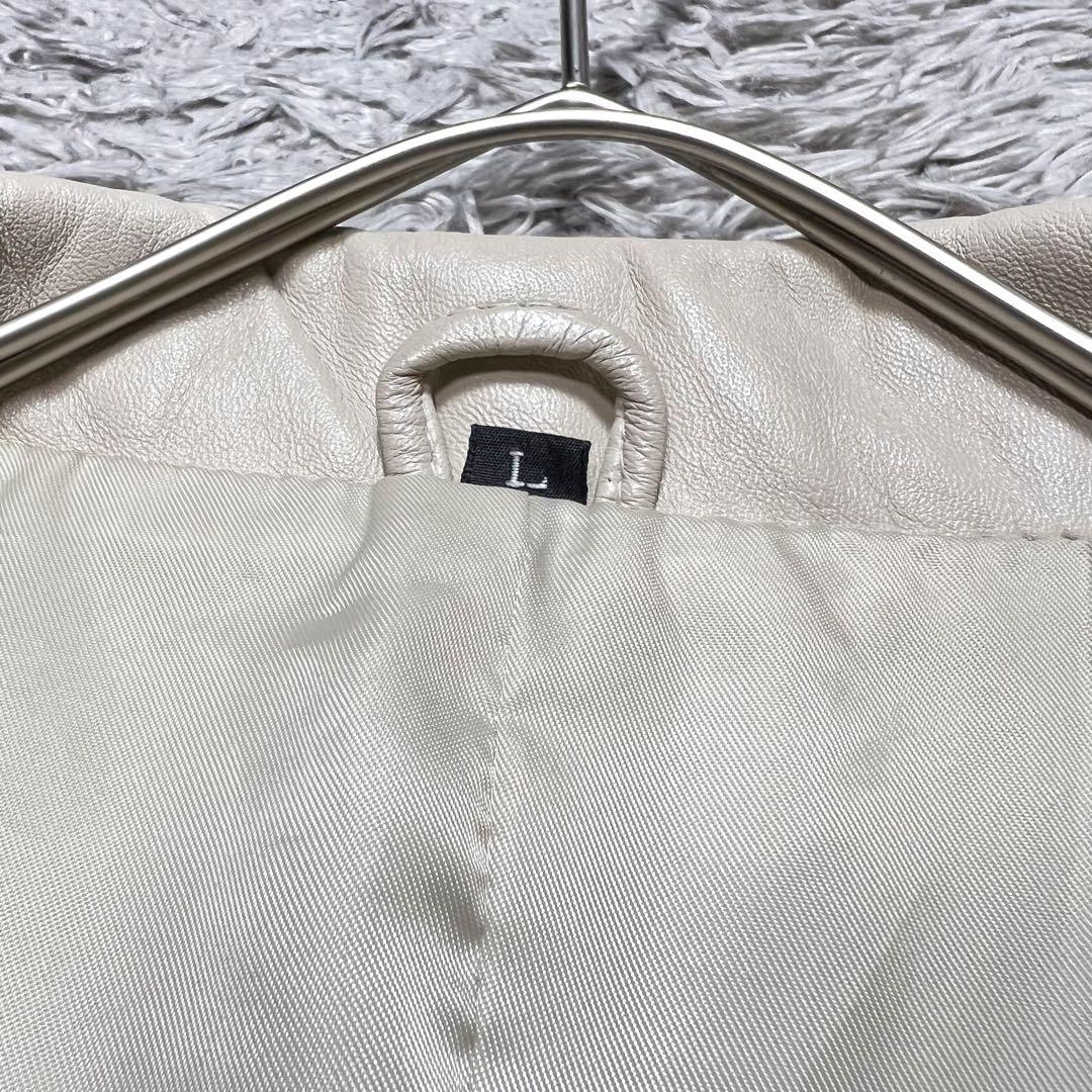 レディース ラムレザー チェスターコート グレーベージュ Lサイズ 美品