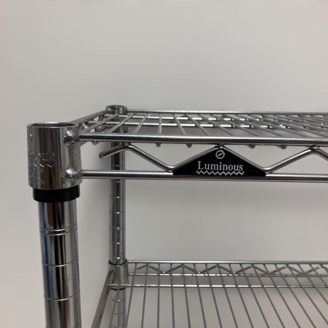 Luminous スチールラック 3段 シルバー キャスター付き　25mm