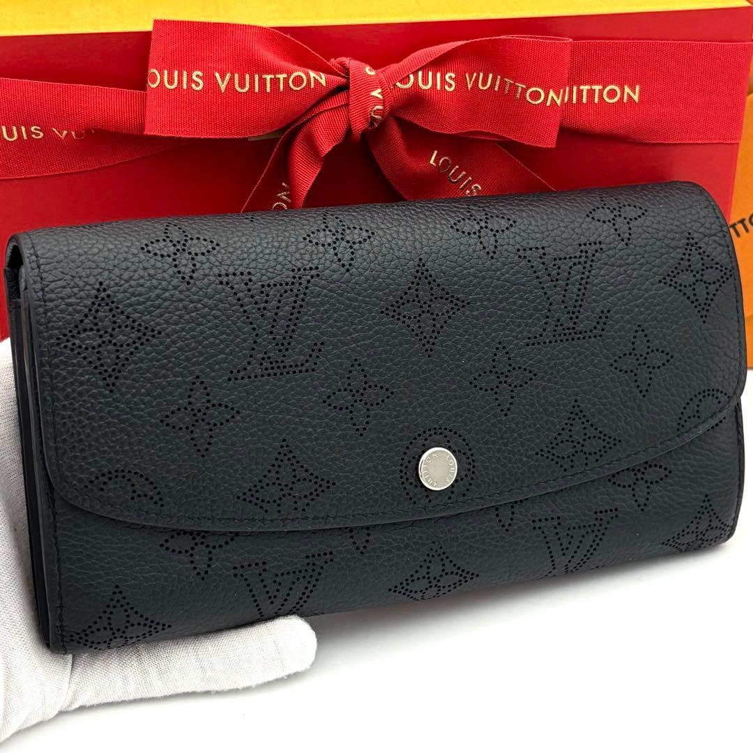 ☆美品☆箱付☆ルイヴィトン 長財布 モノグラムマヒナ ポルトフォイユイリス 黒
