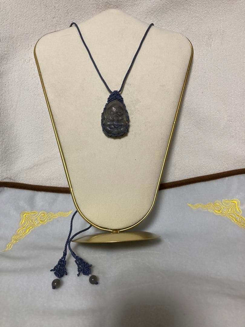 マクラメのラブラドライト ガネーシャネックレス