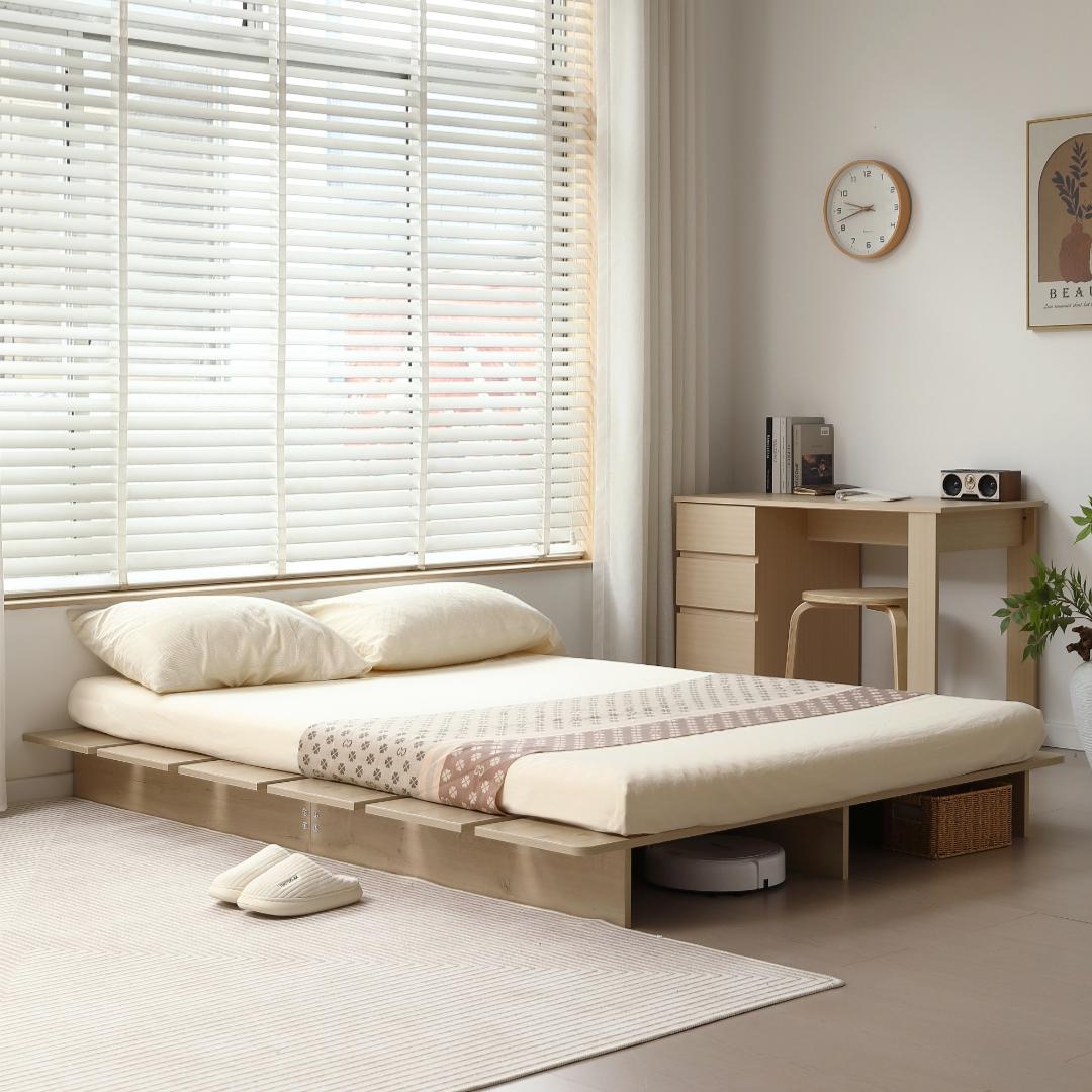 超人気！【幅140cm】木目調 ベッド SD ローベッド Natural