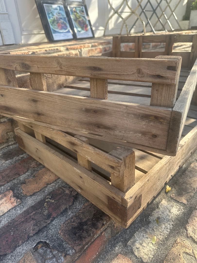 木製バスケット 1971年製？アンティーク　ベジタブルbox 2個セット