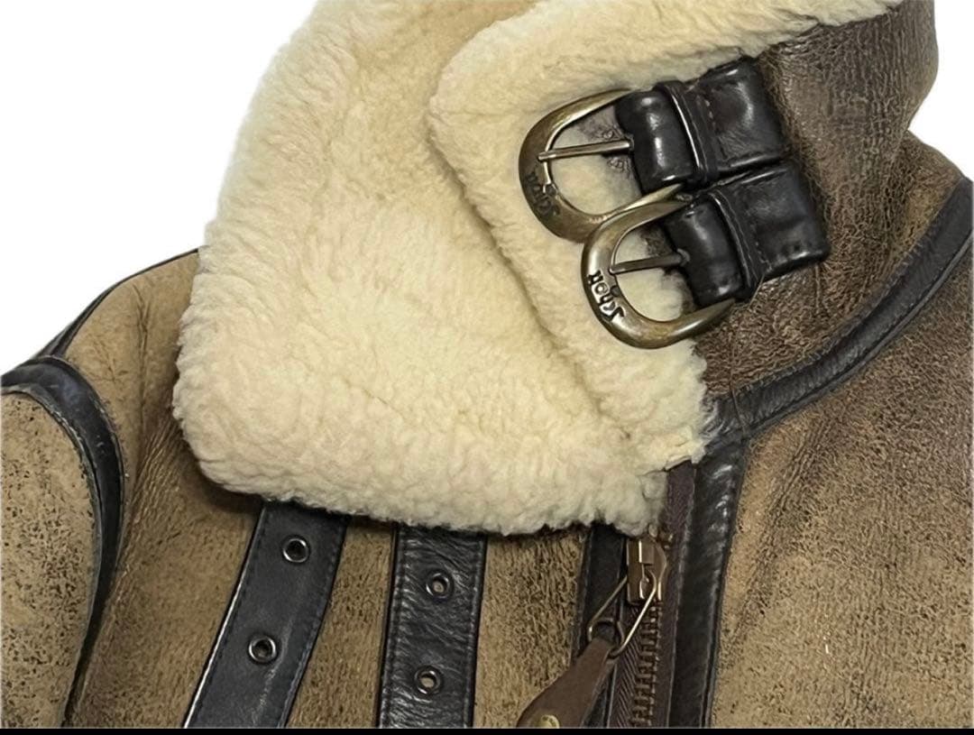 ショットB-3ムートンフライトジャケットADEALジッパー尾錠金具に刻印 38