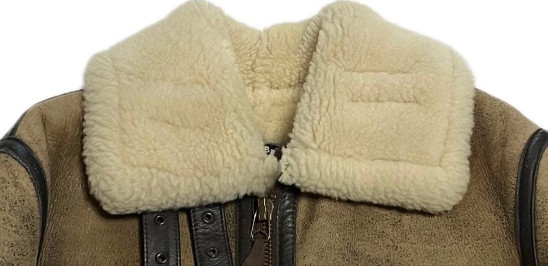 ショットB-3ムートンフライトジャケットADEALジッパー尾錠金具に刻印 38