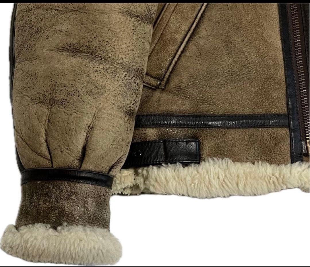 ショットB-3ムートンフライトジャケットADEALジッパー尾錠金具に刻印 38