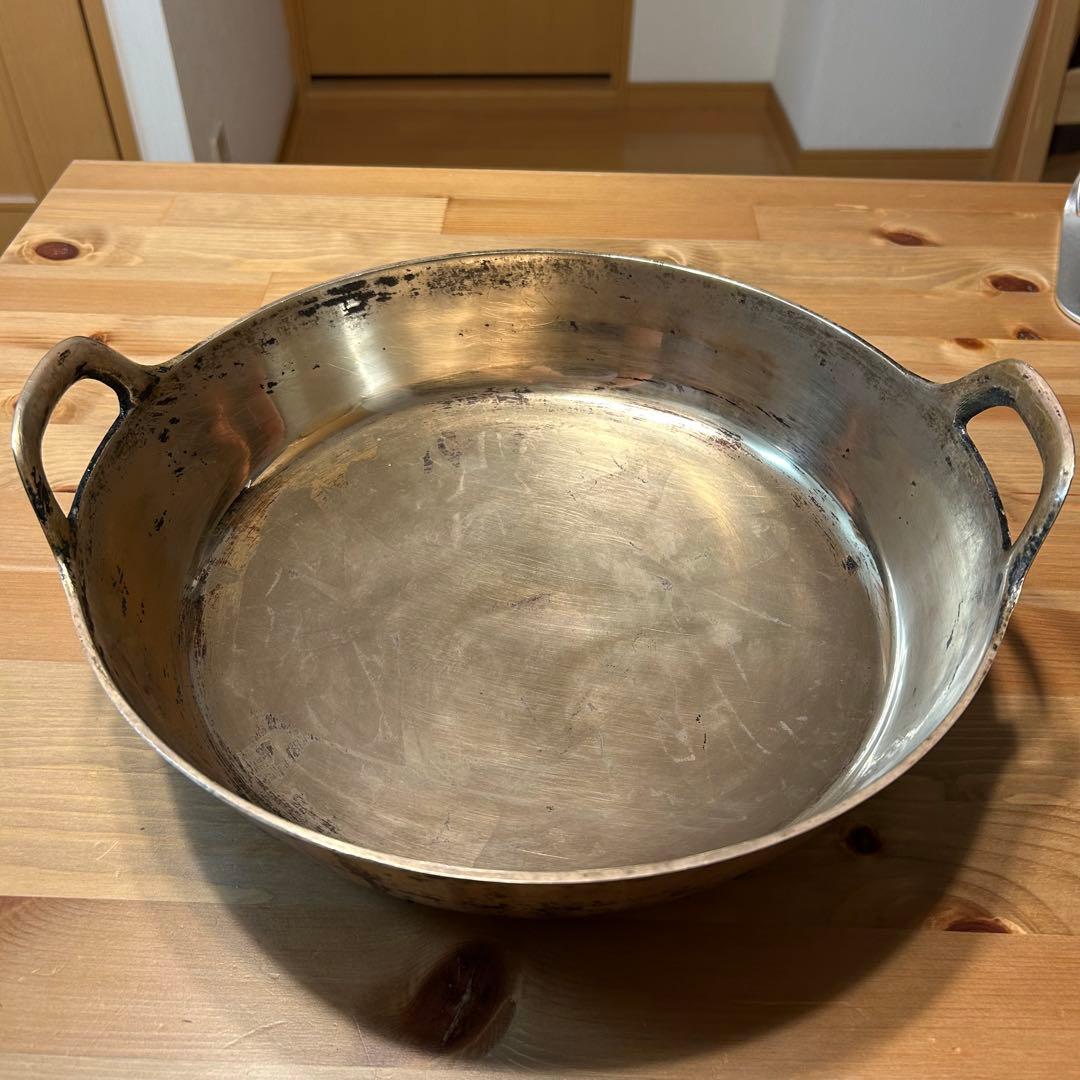 《打ち粉》純銅製 天ぷら鍋 持ち手付き 32.5cm