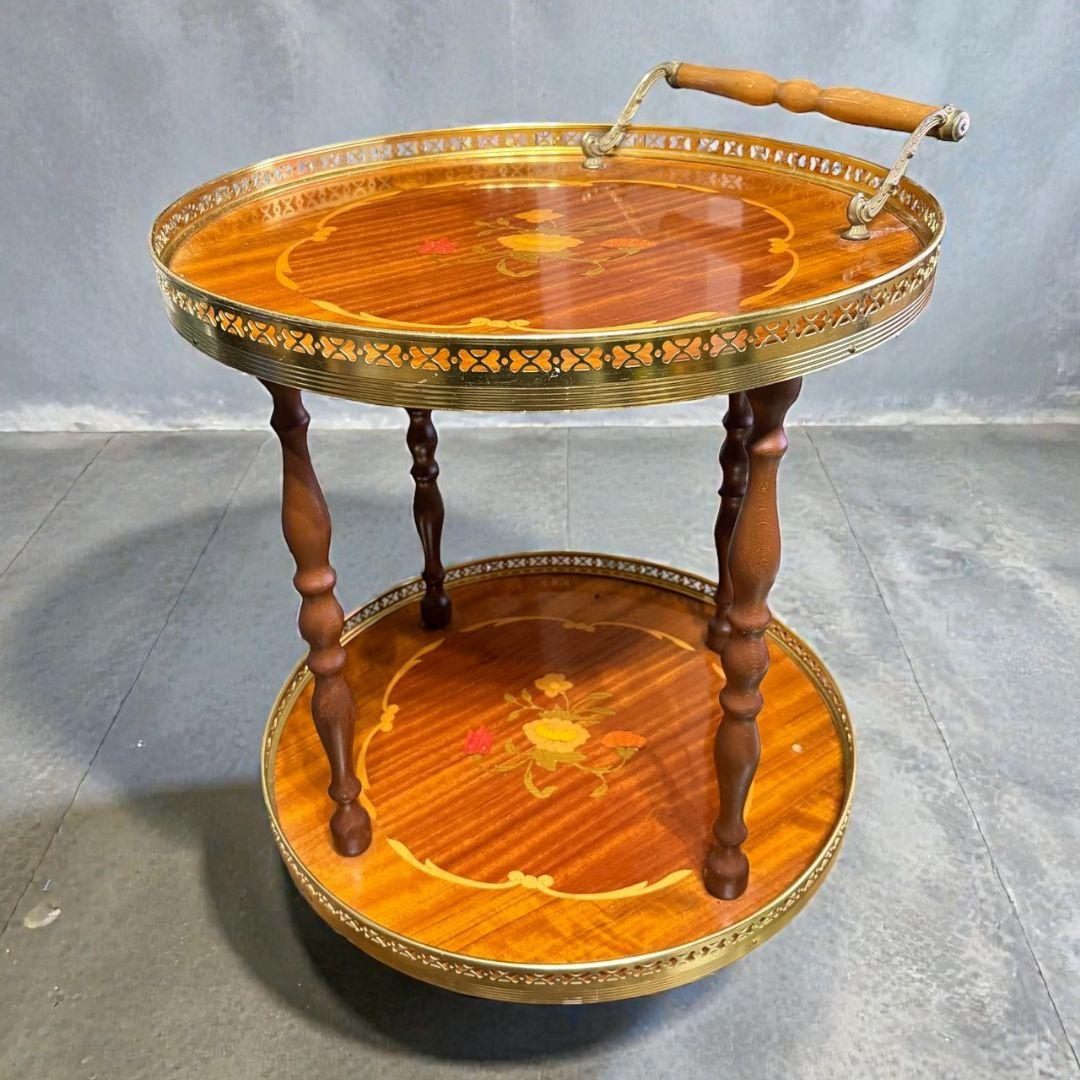 【イタリア製】 象嵌 ワゴン ティーワゴン キッチンワゴン アンティーク