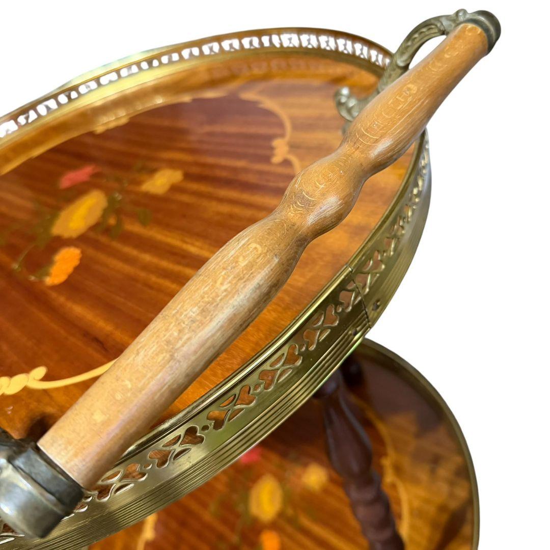 【イタリア製】 象嵌 ワゴン ティーワゴン キッチンワゴン アンティーク