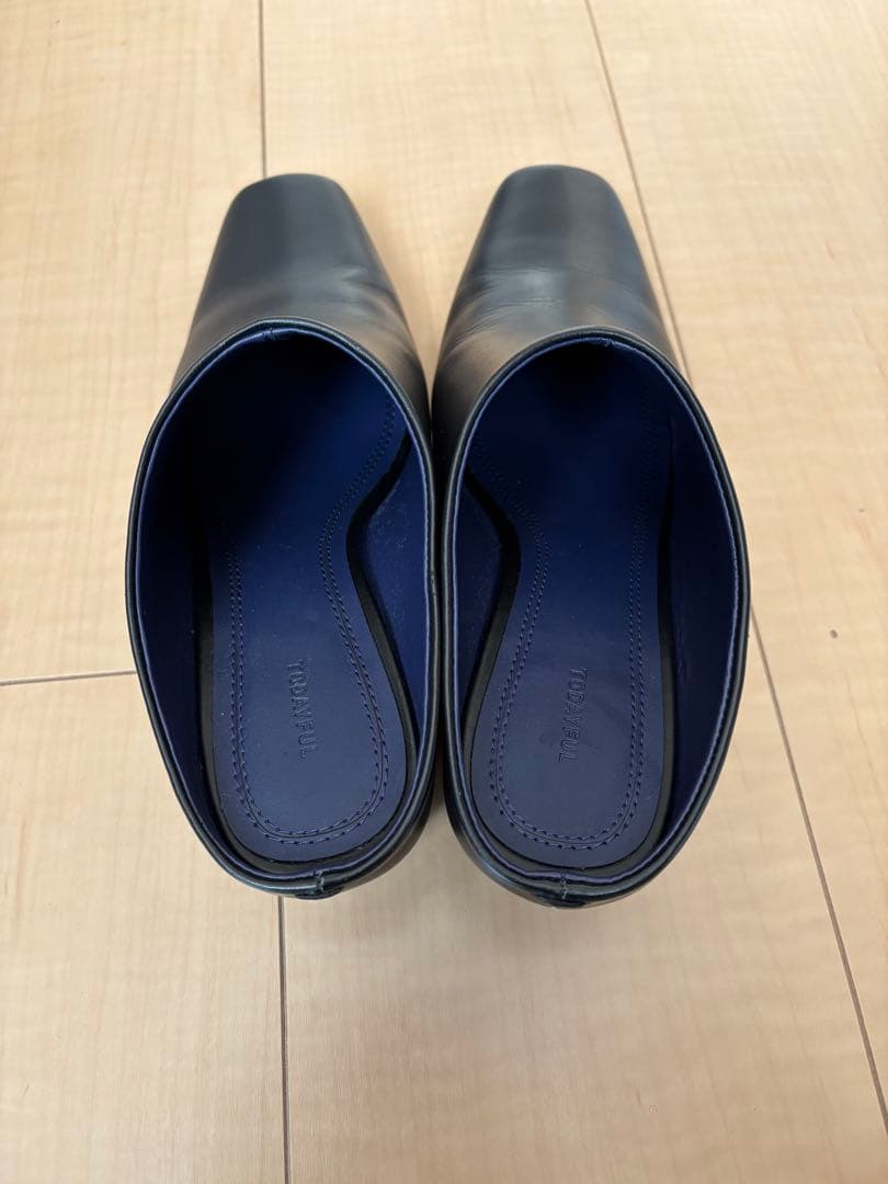 靴 Squaretoe Leather Sabot / 37 / black