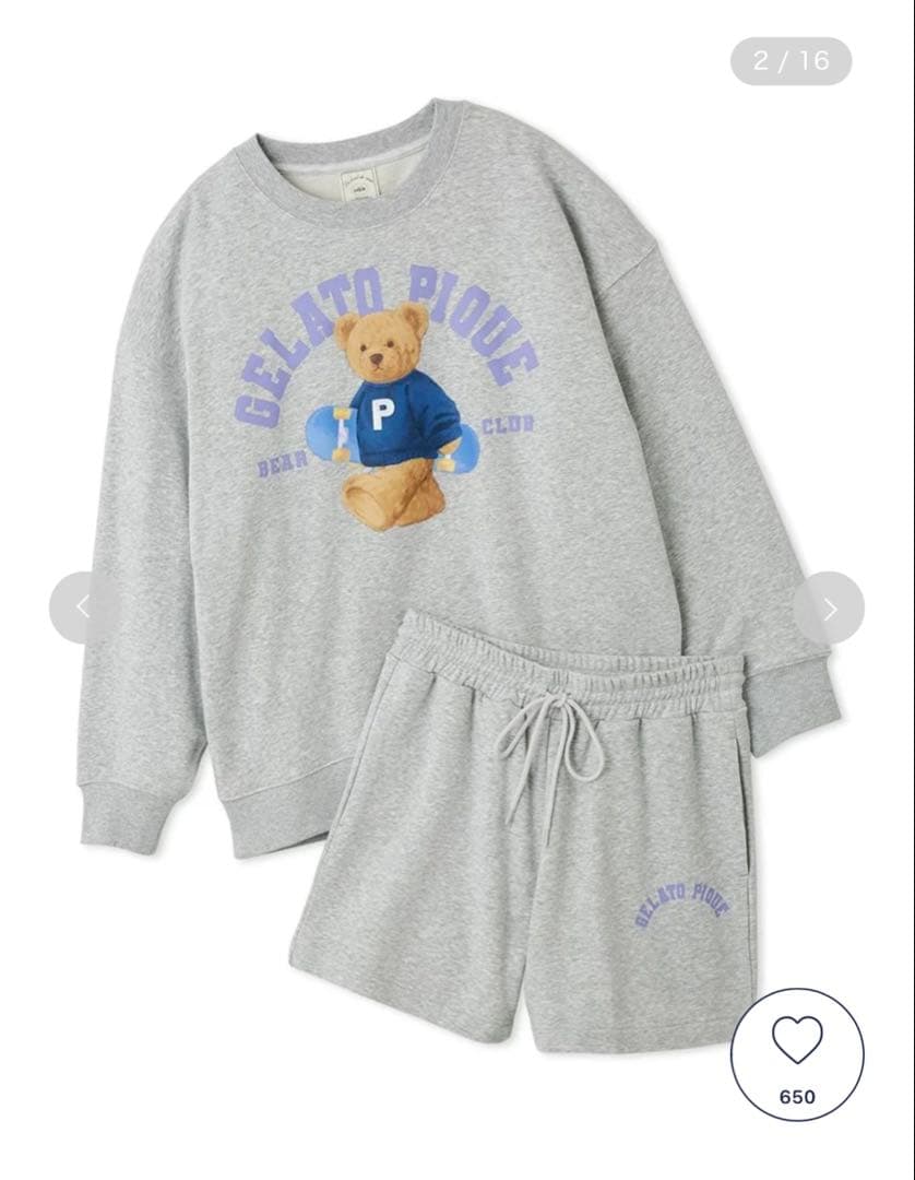 GELATO PIQUE スポーティーベア裏毛プルオーバー&ショートパンツセット