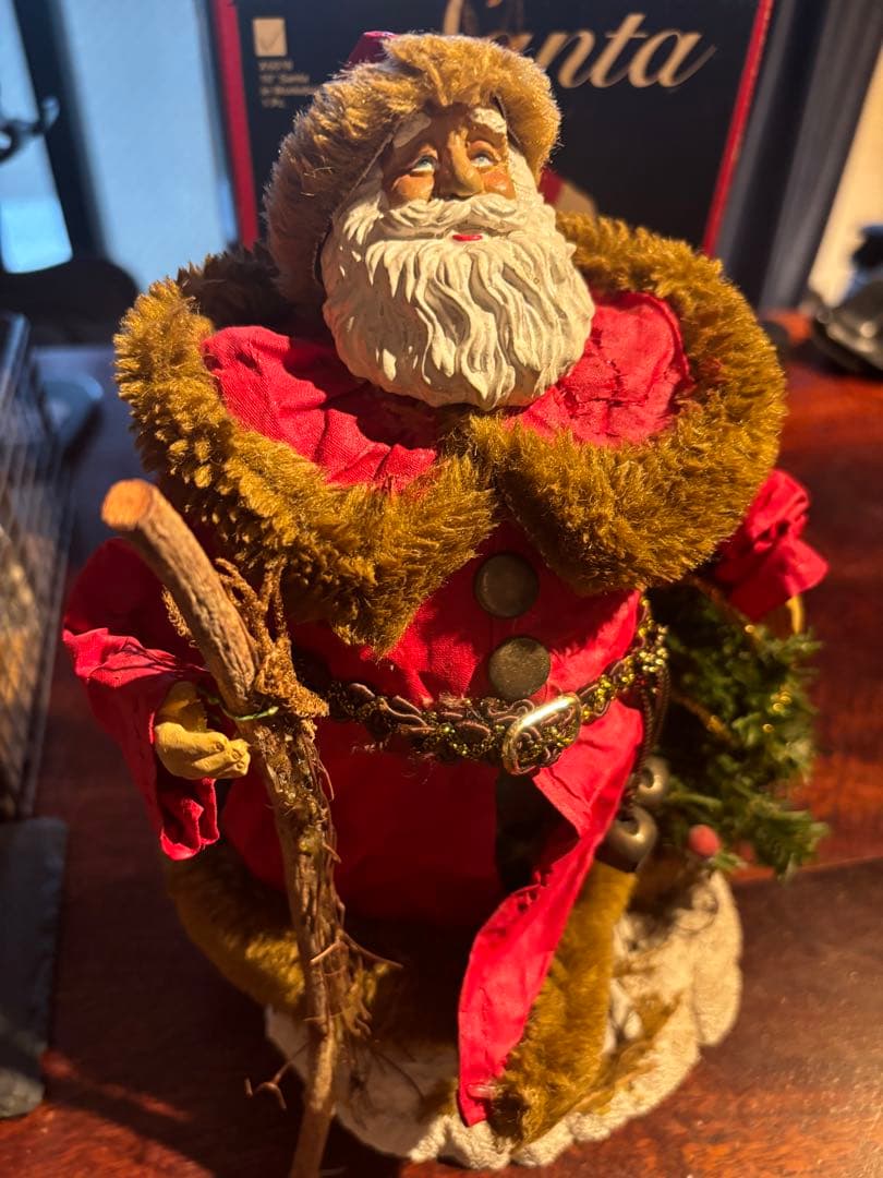 ヴィンテージ　ファブリックマルシェ（アメリカ製） サンタクロースの置物約25cm
