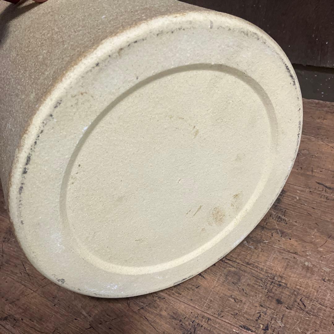 C-5 昭和レトロ 陶器製 傘立て 花柄 浮彫り 和モダン シリンダー型 リーフ