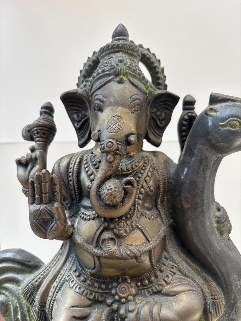 美品　珍33cmガネーシャ　置物　インテリア　幸運　神様　開運　学問商売繁盛