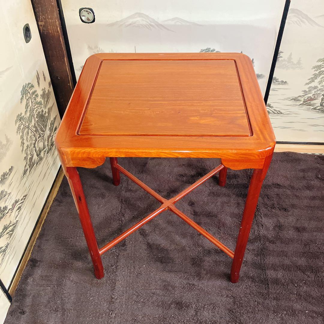 中国家具 木製サイドテーブル 花台 飾り台 角卓　唐木調