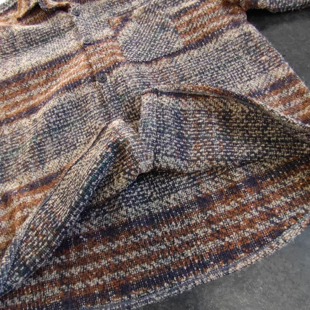 【Karaku 新品タグ付】チェック柄 起毛感 ツイード シャツ メンズXL