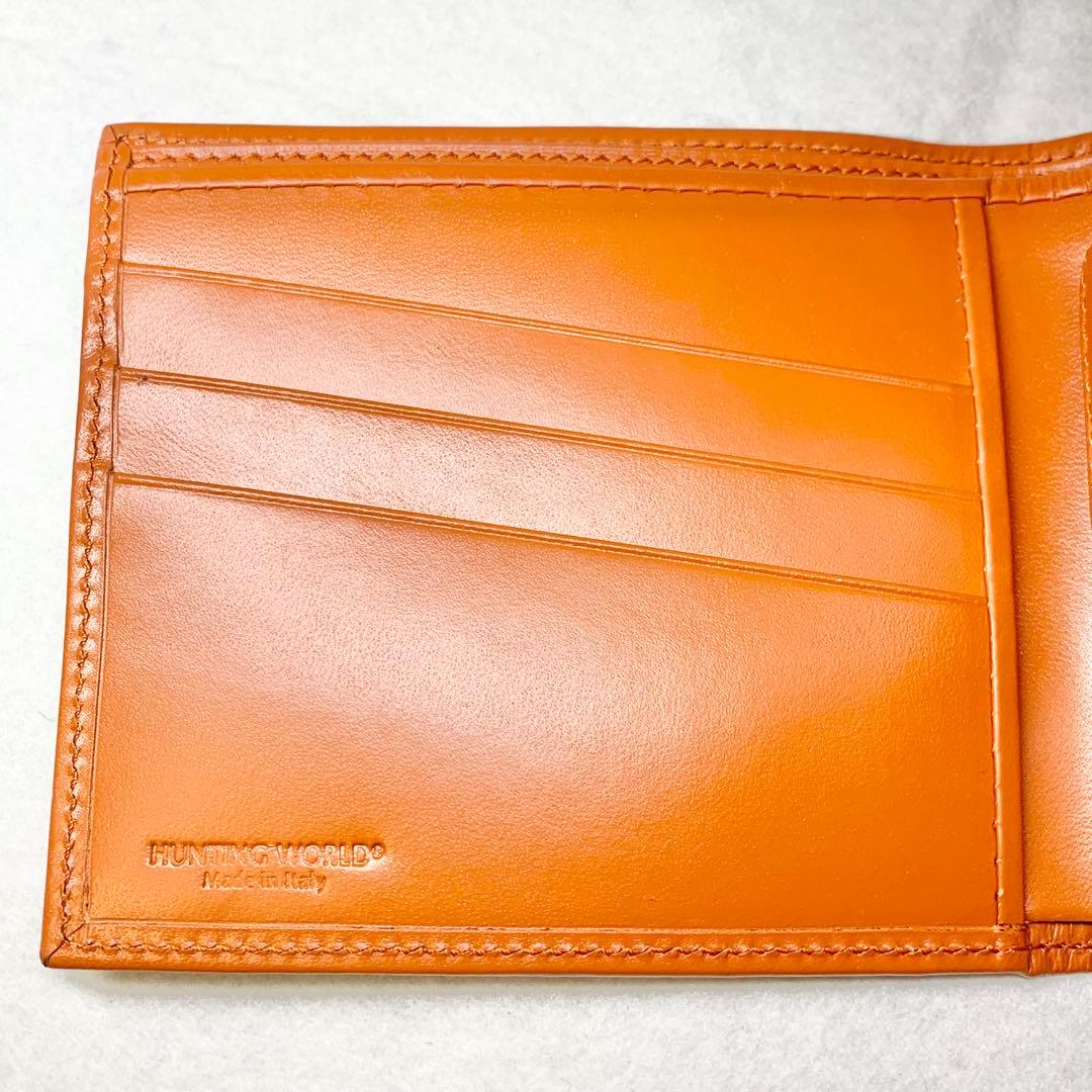 未使用級 ハンティングワールド 折り財布 ゾウロゴ グレー×ブラウン 付属品