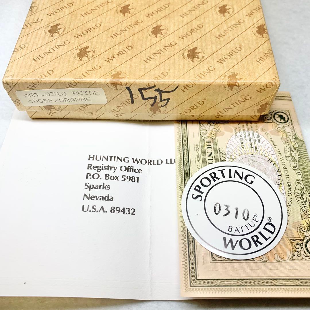 未使用級 ハンティングワールド 折り財布 ゾウロゴ グレー×ブラウン 付属品