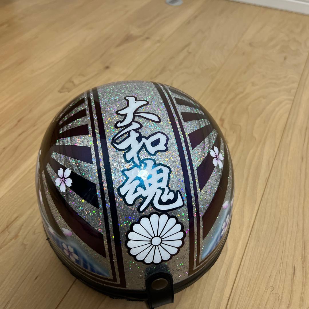 桜と富士山デザイン 半帽ヘルメット　コルク半