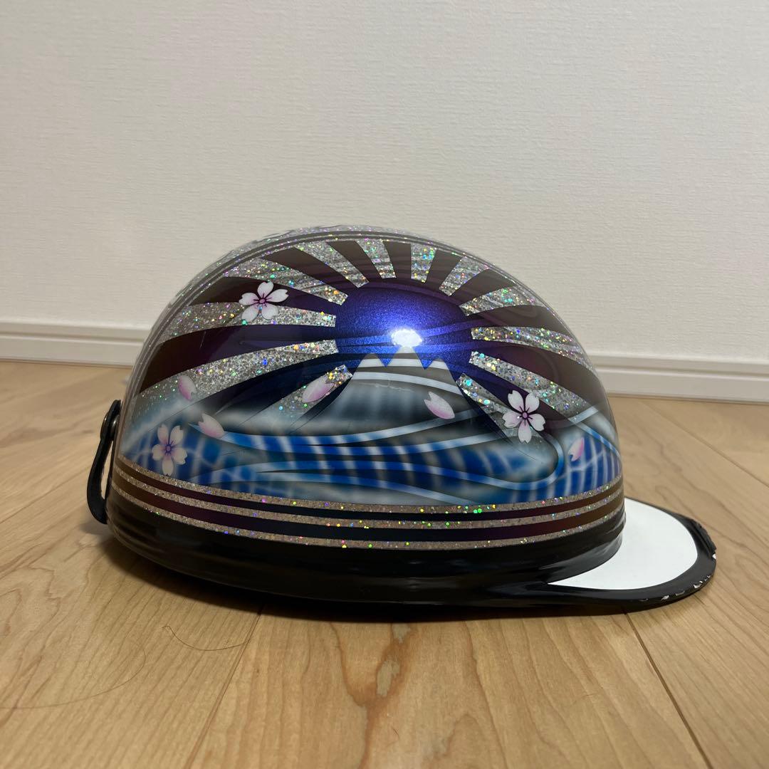 桜と富士山デザイン 半帽ヘルメット　コルク半