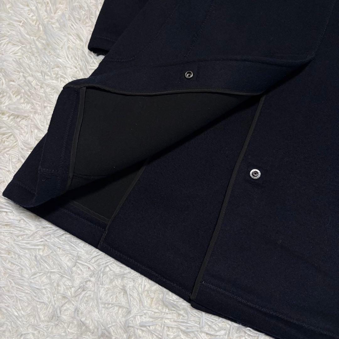 ジュンヤワタナベマン ウールボンディングコート カシミヤ混 ネイビー S