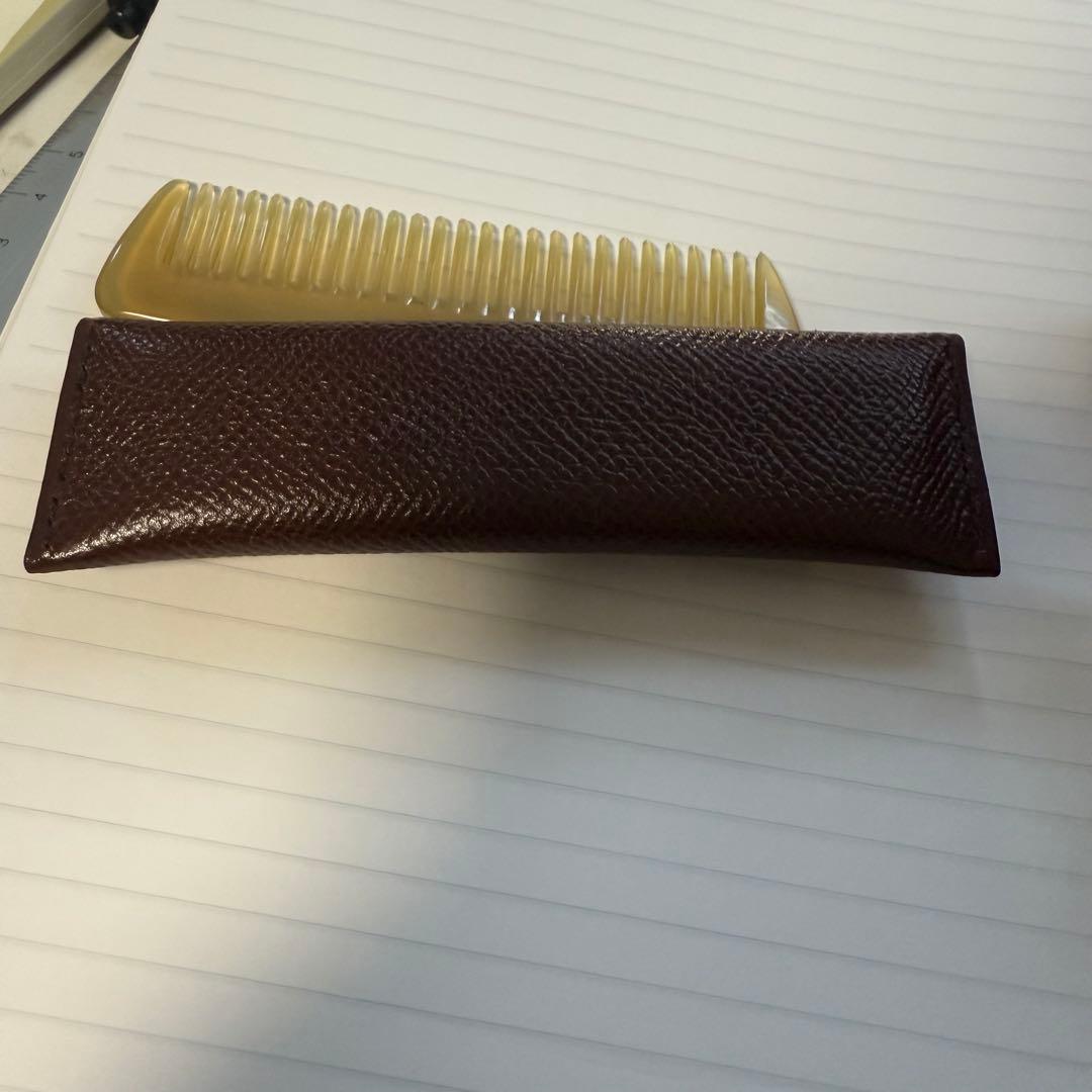 エルメス HERMS バッファローホーン　櫛　コーム　くし　レザーケース付き