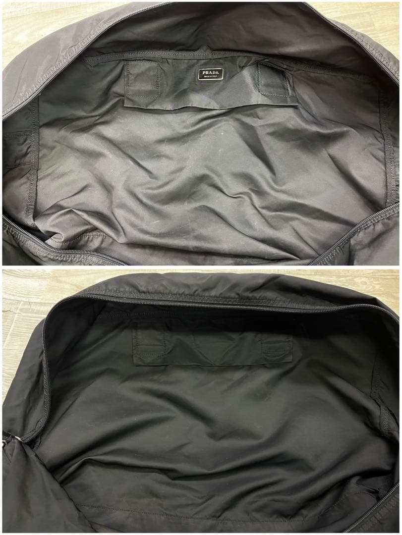 中古品　PRADA ロゴプレート ボストン ショルダー ナイロン バック 黒