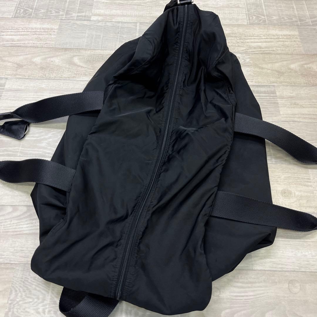中古品　PRADA ロゴプレート ボストン ショルダー ナイロン バック 黒