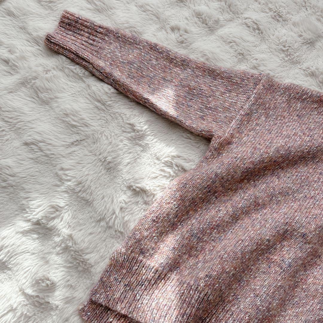 ビアズリー★ミックスニット　ウール　クルーネック　長袖　ピンク　MIX