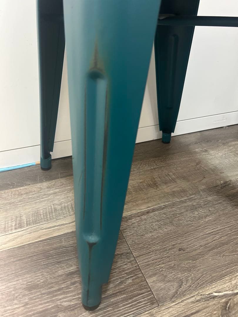 スチールちえティール色メタルウッドスツール