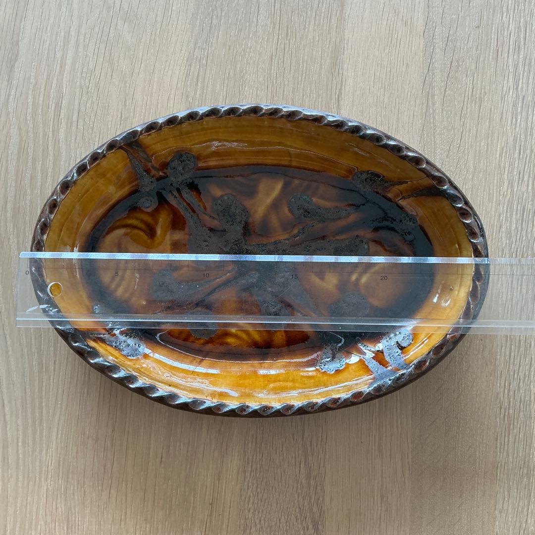 小代焼　ふもと窯　スリップウェア　楕円　井上尚之