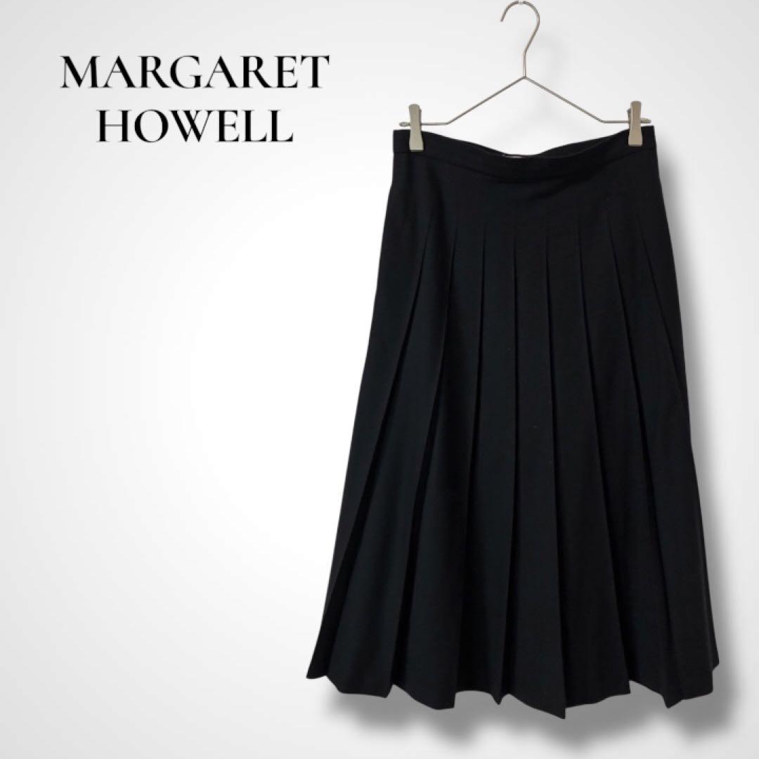 MARGARET HOWELL ウール100% プリーツスカート Ⅲ ブラック