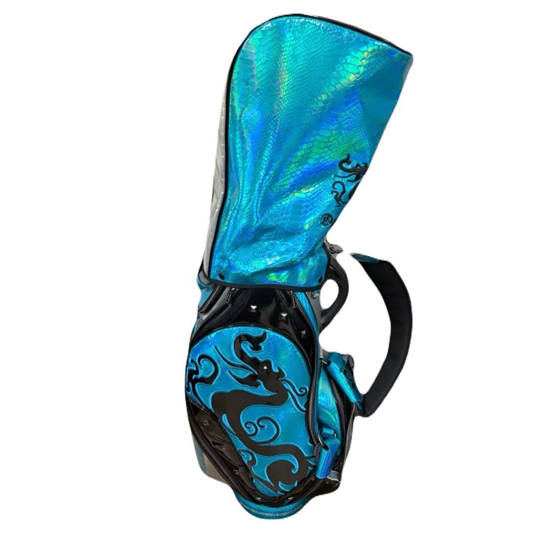 美品フード付ダンスウィズドラゴンキャディバッグ9型希少ブルー