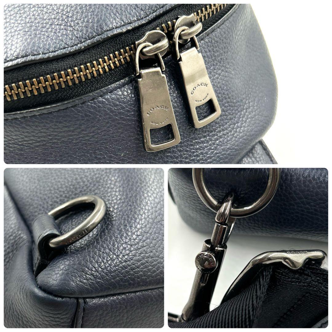 COACH 290 コーチ ボディバッグ ペブルドレザー 斜め掛け ネイビー