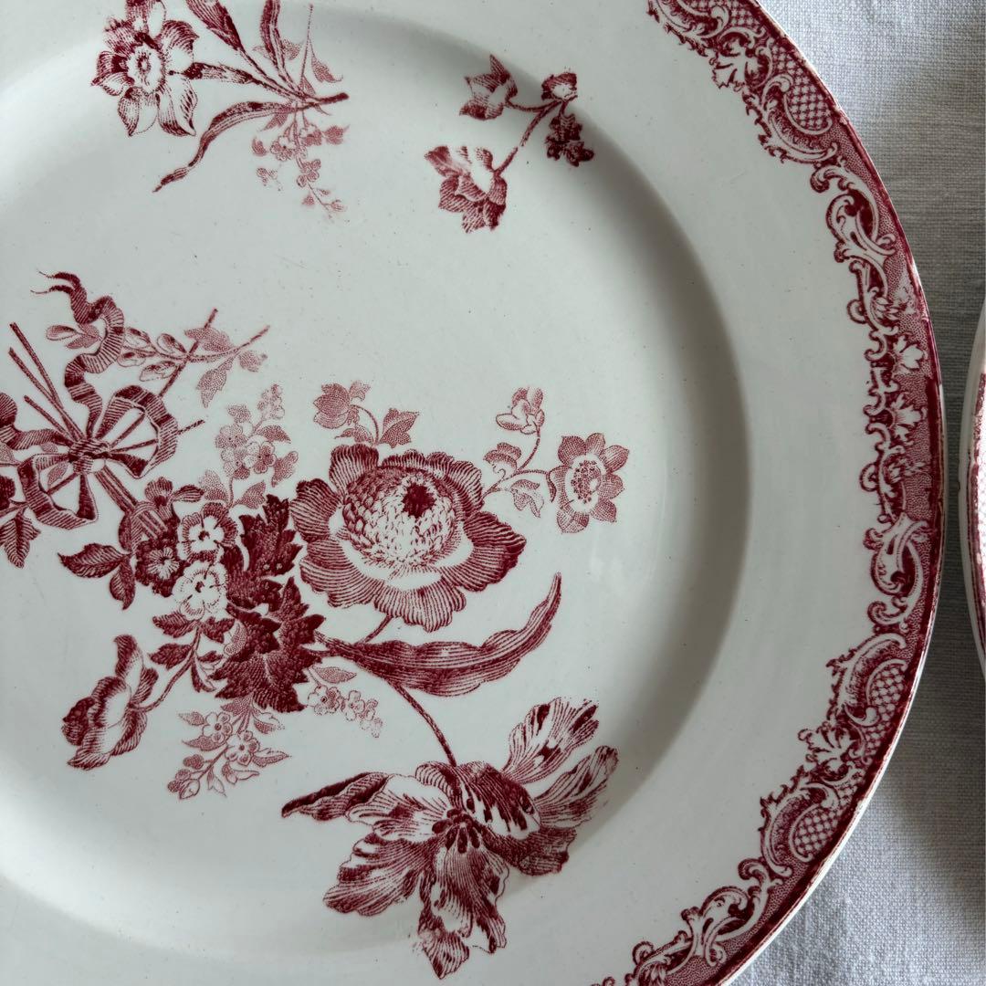 フランスアンティーク サルグミンヌ Fontangesプレート2枚セット