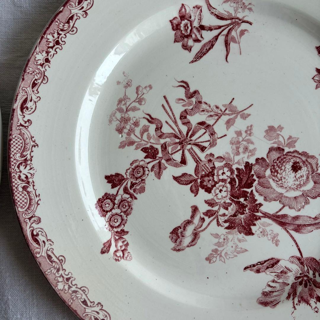 フランスアンティーク サルグミンヌ Fontangesプレート2枚セット