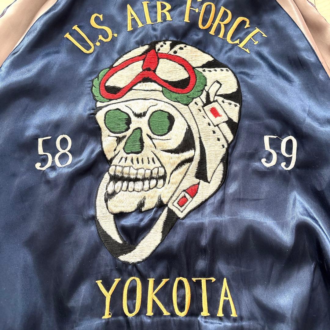 テーラー東洋 スカジャン ヨコタ 刺繍 リバーシブル L ネイビー×シルバー